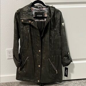 GUESS Women's Olive Camouflage Rain Jacket